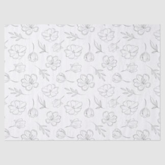 Midnight Bloom Line Art Tissue Paper