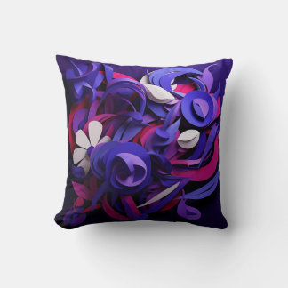 Midnight Bloom Pattern Throw Pillow 