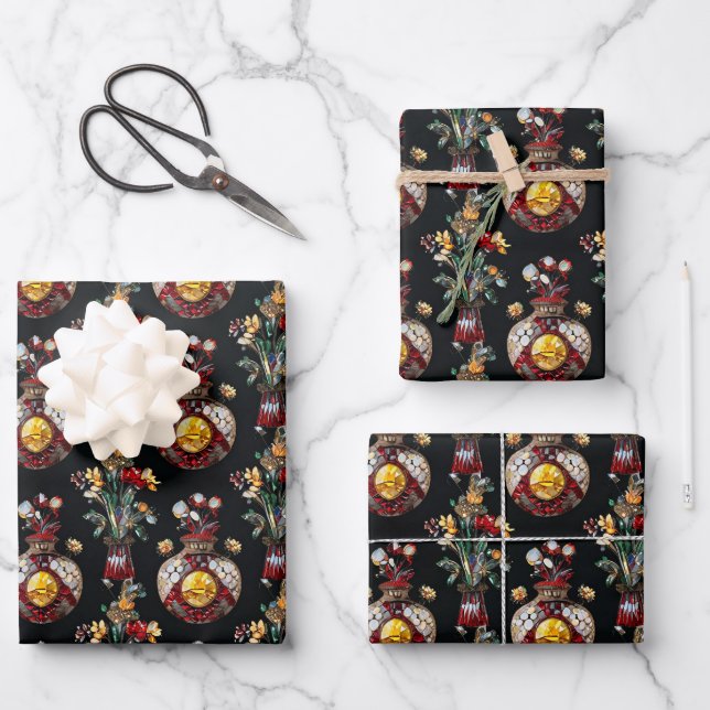 "Midnight Bloom Symphony" Wrapping Paper Sheet (Front)