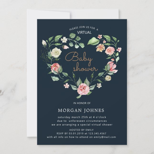 Midnight Bloom Virtual Baby Shower Invitation (Front)