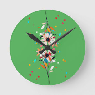 Midnight Bloom Whispers of Color Floral Echo in th Round Clock