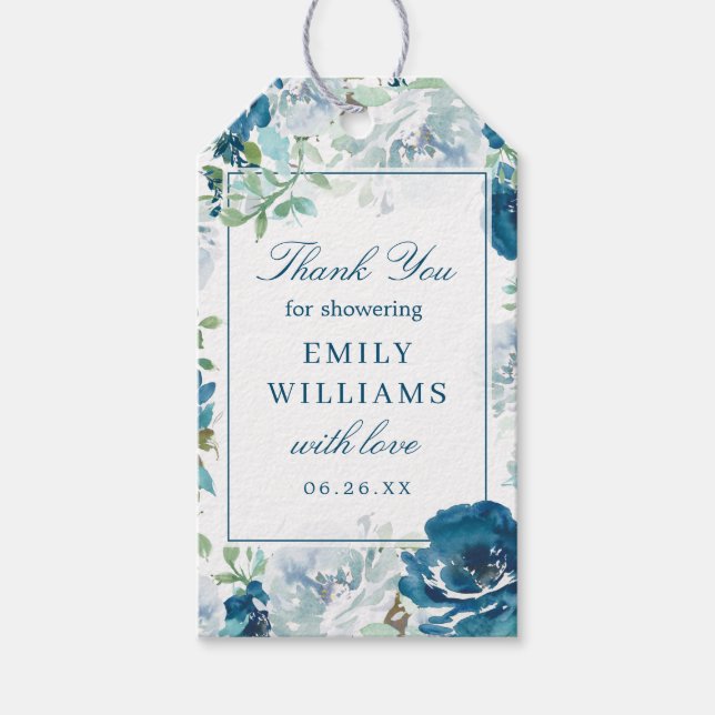Midnight Blooms Bridal Shower Favour Tag  (Front)