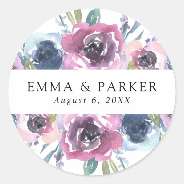 Midnight Blooms | Classic Round Sticker (Front)