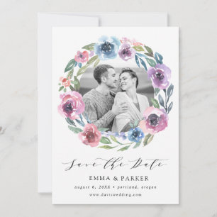 Midnight Blooms Photo Save The Date Card