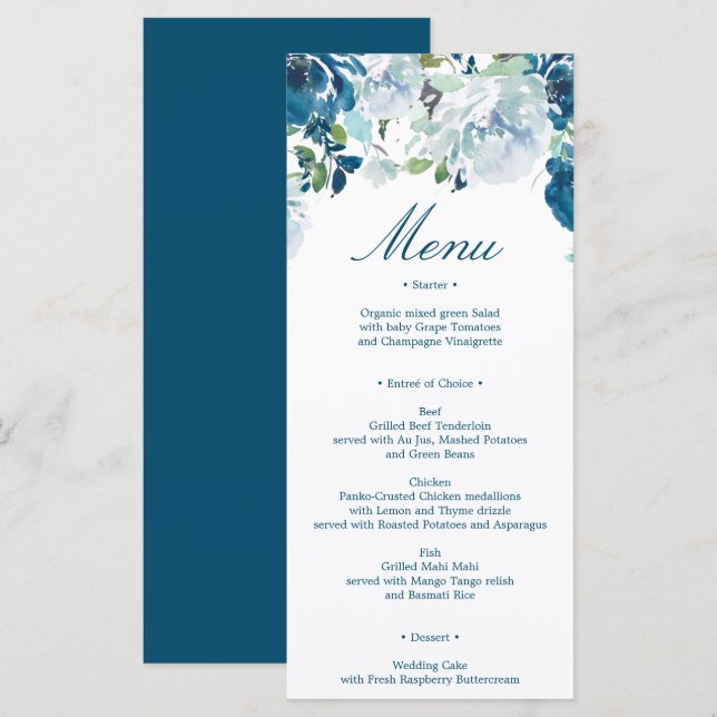 Midnight Blooms Wedding Menu (Front/Back)