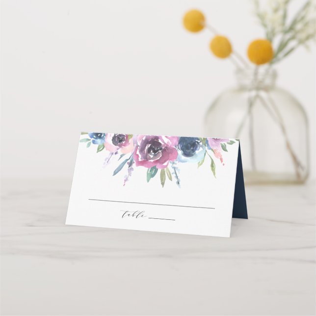Midnight Blooms | Wedding Place Card (Front)