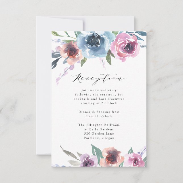 Midnight Blooms | Wedding Reception Card (Front)
