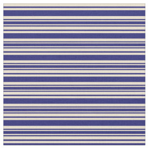 Midnight Blue and Beige Striped Pattern Fabric