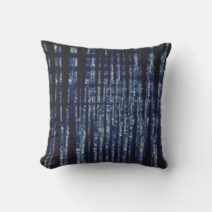 Midnight Blue and Black Abstract Shredded Cushion