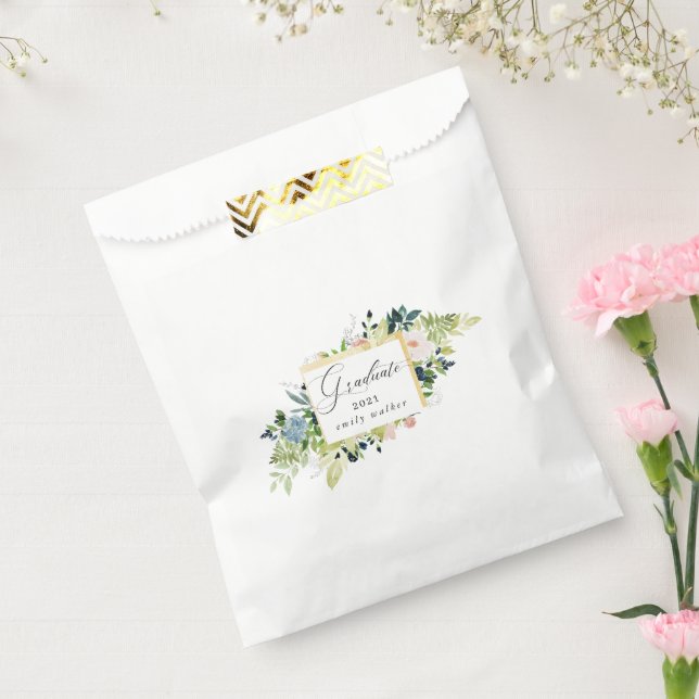 Midnight Blue And Blush Floral Graduation  Favour Bag (Sealed)