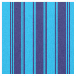 Midnight Blue and Deep Sky Blue Coloured Stripes Fabric