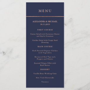 Midnight Blue and Faux Rose Gold Border Menu