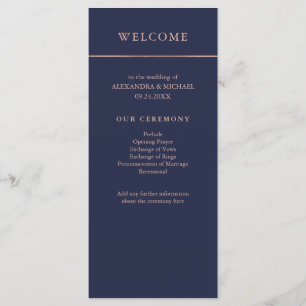 Midnight Blue and Faux Rose Gold Border Program