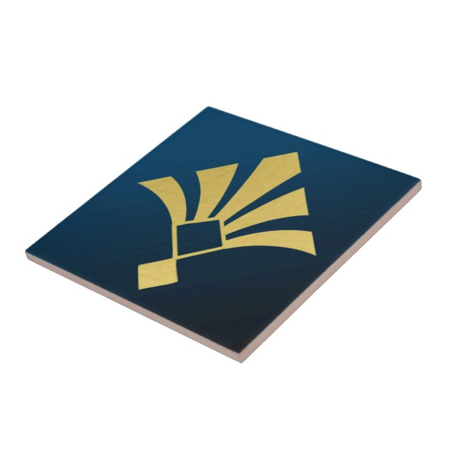 Midnight Blue and Gold Art Deco  Ceramic Tile (Side)