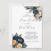 Midnight Blue and Gold Floral Wedding