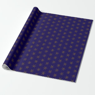 Midnight Blue and Gold Star Wrapping Paper
