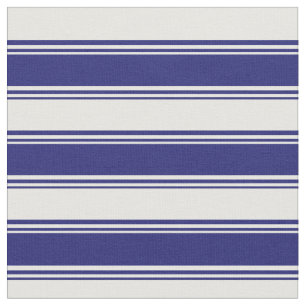 Midnight Blue and Mint Cream Coloured Stripes Fabric