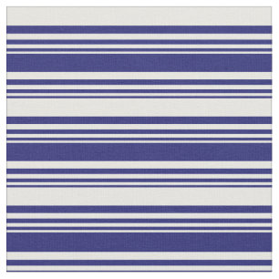 Midnight Blue and Mint Cream Lined Pattern Fabric