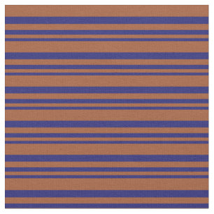 Midnight Blue and Sienna Lines Pattern Fabric