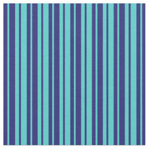 Midnight Blue and Turquoise Lined/Striped Pattern Fabric