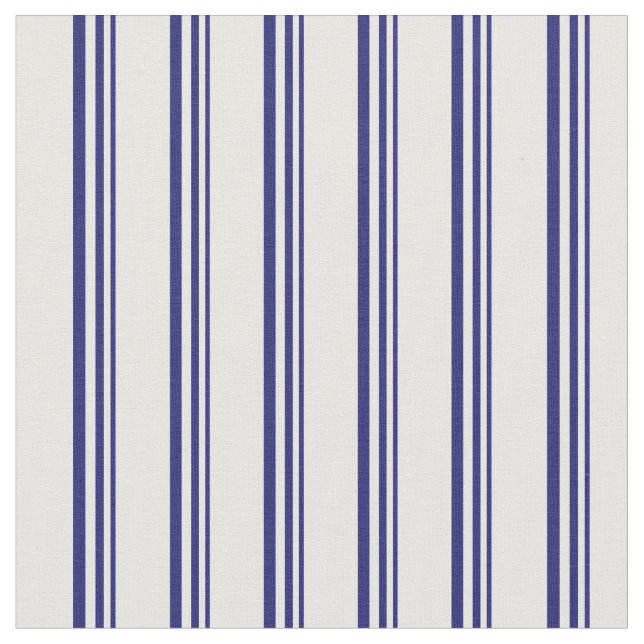 Midnight Blue and White Coloured Lines Fabric (Close Up)