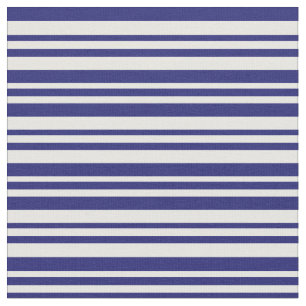 Midnight Blue and White Coloured Lines Pattern Fabric
