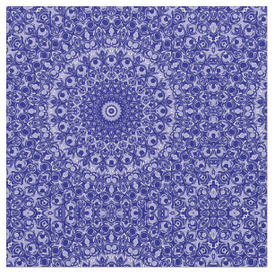 Midnight Blue and White Mandala Pattern Fabric