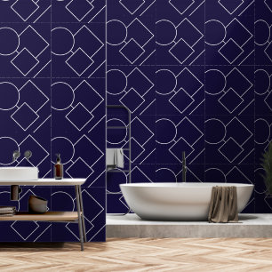 Midnight Blue And White Modern Chic Minimalist Wallpaper