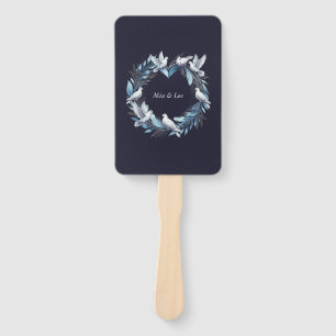 Midnight Blue and Wreath / Boda Azul y Corona Hand Fan