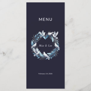 Midnight Blue and Wreath Wedding Menu