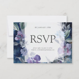 Midnight Blue Anemone, Wedding RSVP Card