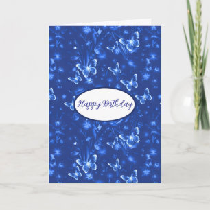 Midnight Blue Butterflies Birthday Card