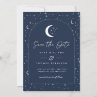Midnight Blue Celestial Arched Save The Date