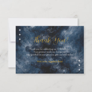 Midnight Blue Celestial Birthday Thank You Card