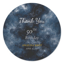 Midnight Blue Celestial Birthday Thank You Sticker