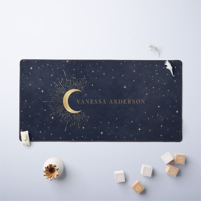 Midnight Blue Celestial Monogram Desk Mat (Kids Table)