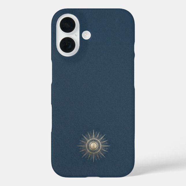 Midnight Blue&Champagne Gold Celestial Sun Luxury Case-Mate iPhone Case (Back)