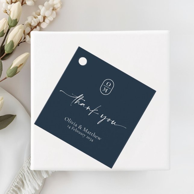 Midnight Blue | Chic & Modern Wedding Monogram  Favour Tags (Creator Uploaded)