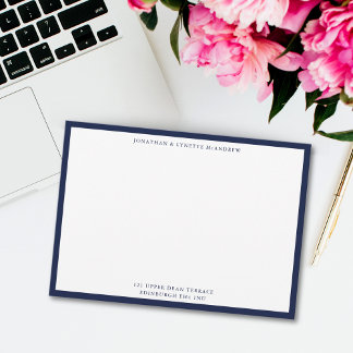 Midnight Blue Classic Border Flat Note Card