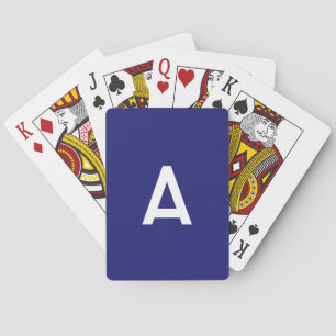 Midnight Blue Color Minimalist Plain Monogram Playing Cards