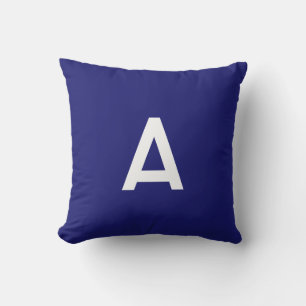 Midnight Blue Colour Minimalist Plain Monogram Cushion