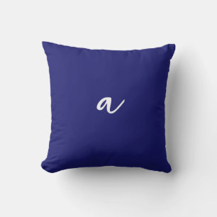 Midnight Blue Colour Minimalist Plain Monogram Cushion