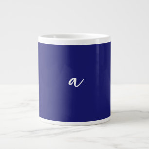 Midnight Blue Colour Minimalist Plain Monogram Large Coffee Mug