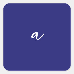 Midnight Blue Colour Minimalist Plain Monogram Square Sticker