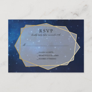 Midnight Blue Constellation Wedding RSVP Card