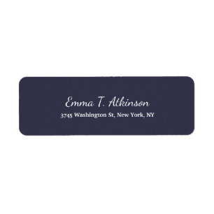 Midnight Blue Creative Handwriting Script Plain Return Address Label
