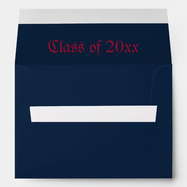 Midnight Blue & Crimson Typography Graduation  Envelope (Back (Bottom))