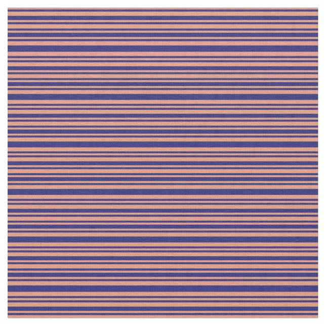 Midnight Blue & Dark Salmon Pattern Fabric (Close Up)