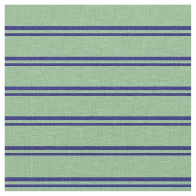 Midnight Blue & Dark Sea Green Pattern of Stripes Fabric (Close Up)
