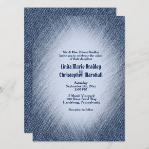 Midnight Blue Denim Wedding Invitation
